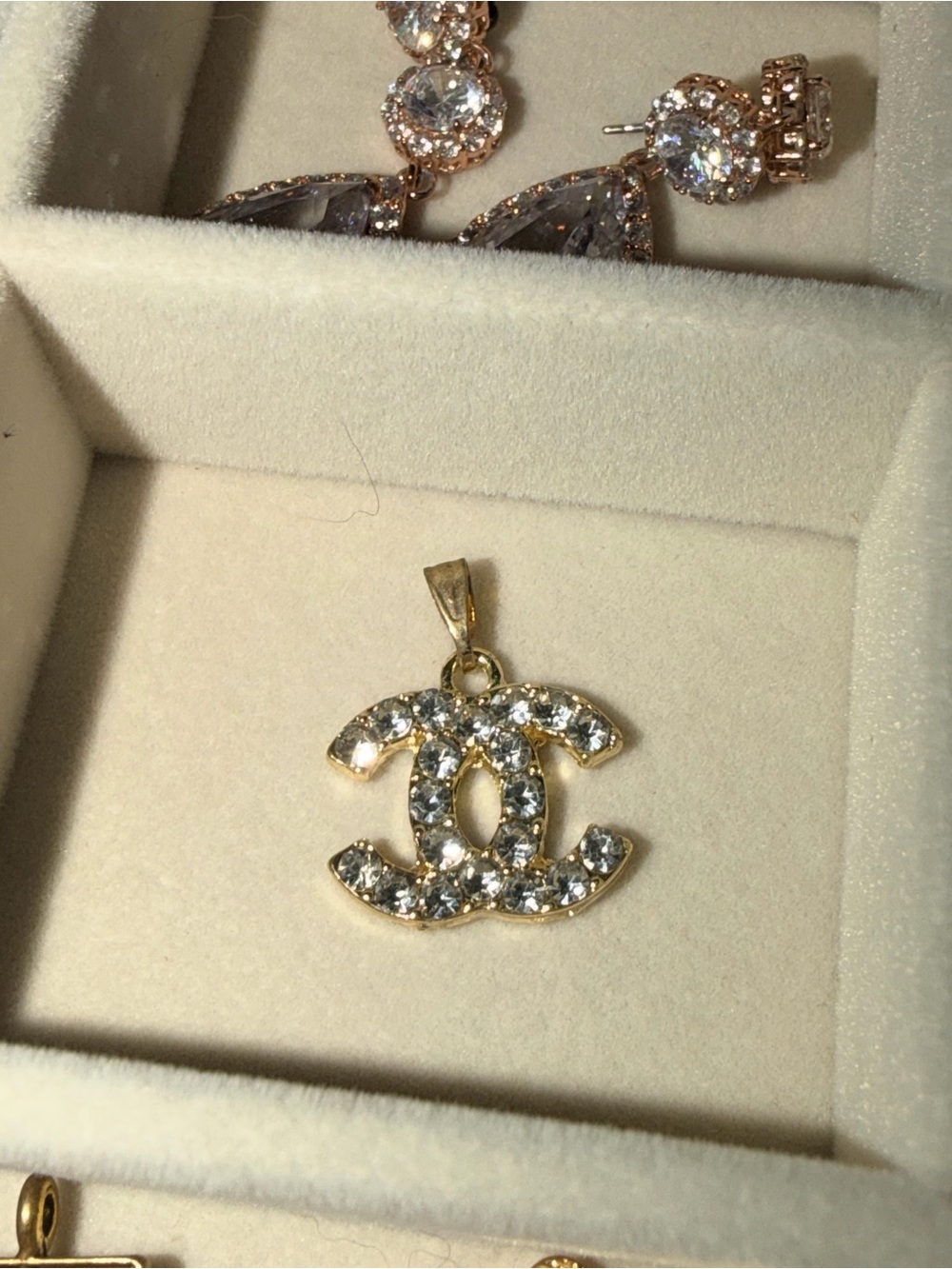 Gold-Tone Crystal Double C Pendant for a Necklace